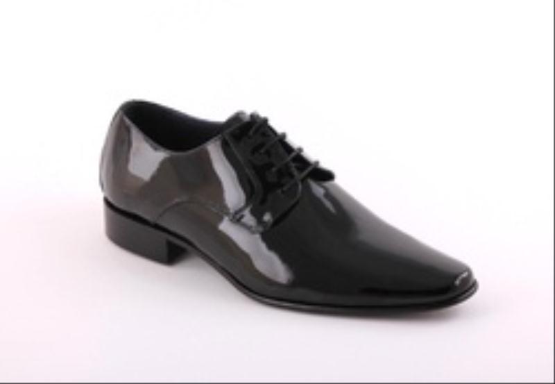Foto zapatos vestir piel charol negro con cordones, negro charol, talla 41