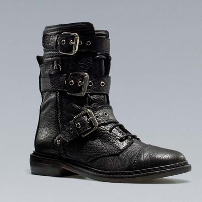 Foto Zara A/w 2012. Flat Ankle Boot Shoes With Biker Buckles. Size 39eu. Cow Leather.