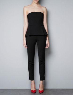 Foto Zara Black Peplum Jumpsuit Size Xs Vestido Abito Robe Kleid
