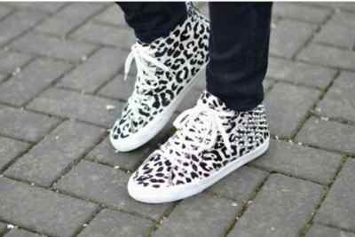Foto Zara Leopard Animal Print Leather Spike Studs Sneakers Shoes Eu 36 Usa 6 Uk 3