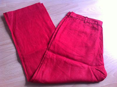 Foto Zara  Pantalón Pirata Rojo Lino  - Talla 36