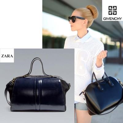 Foto Zara Season. Antigona Style. Antic Combined Bowling Bag. Navy Colour.