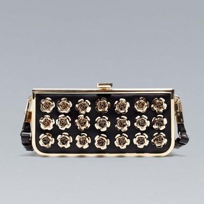Foto Zara Sold Out. Season A/w 2012/13. Party Box Clutch Bag With Roses.