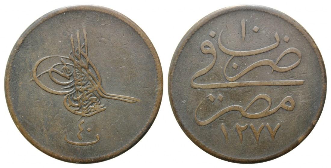 Foto Ägypten, Kupfer-Qirsh (=40 Para) Ah 1277 Jahr 10 =1869, foto 851563