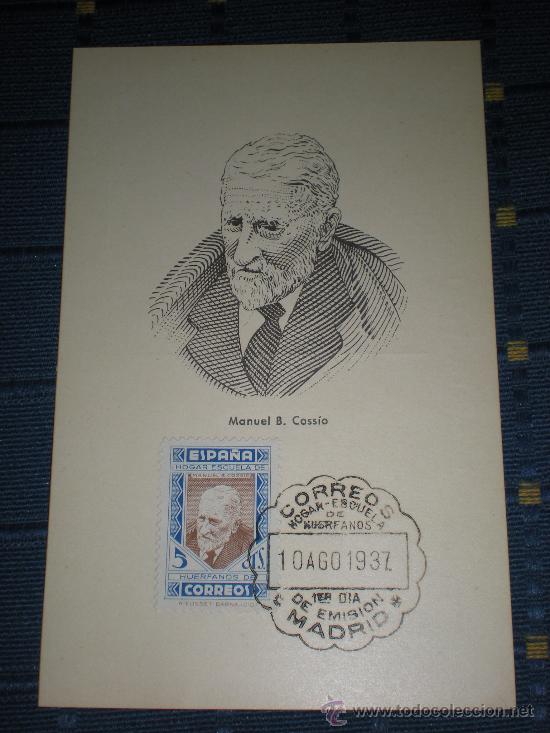 Foto 1937 tarjeta postal primer dia emision de manuel b cossio hoga foto 206879