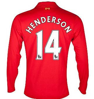 Foto 2012-13 Liverpool Long Sleeve Home Shirt (Henderson 14) - Kids
