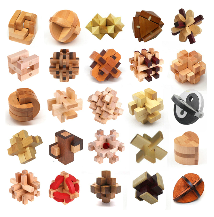 Foto 25 pcs Kong Ming Locks Wooden Blocks 3D Puzzle Brain Teaser foto 303795
