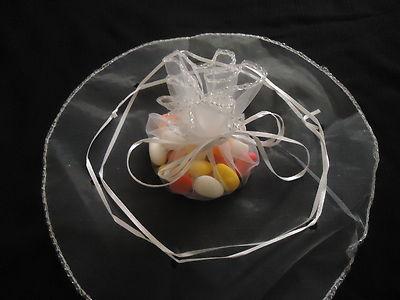 Foto 50 bolsas organza redondas 26 cm diametro blancas con ribete, regalos bodas etc foto 292346