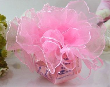 Foto 50 bolsas organza redondas 26 cm diametro rosas con ribete, regalos bodas etc foto 292343