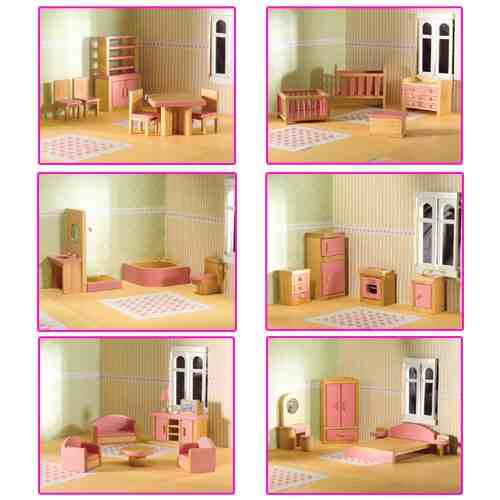 Foto 6 sets de muebles rosa - miniaturas escala 1:12 foto 796374