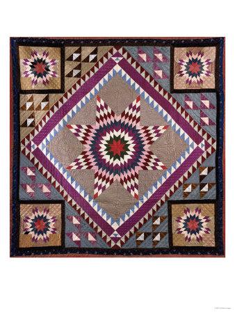 Foto A Rising Star Design Coverlet, Probably Philadelphia, Pieced and Quilted Silk, 1880, 1890 - Laminas foto 505790