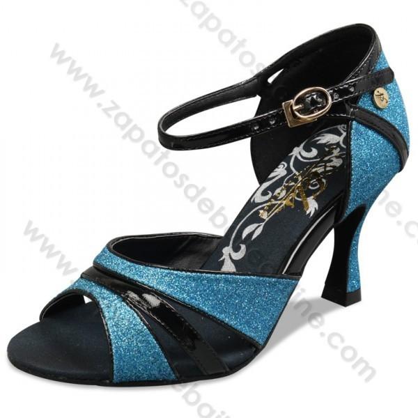 Foto A2202-01 Zapatos baile salón latino azul y negro altos foto 287864