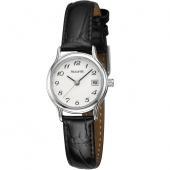 Foto Accurist Ladies Black Textured Leather Strap Watch With White Dial