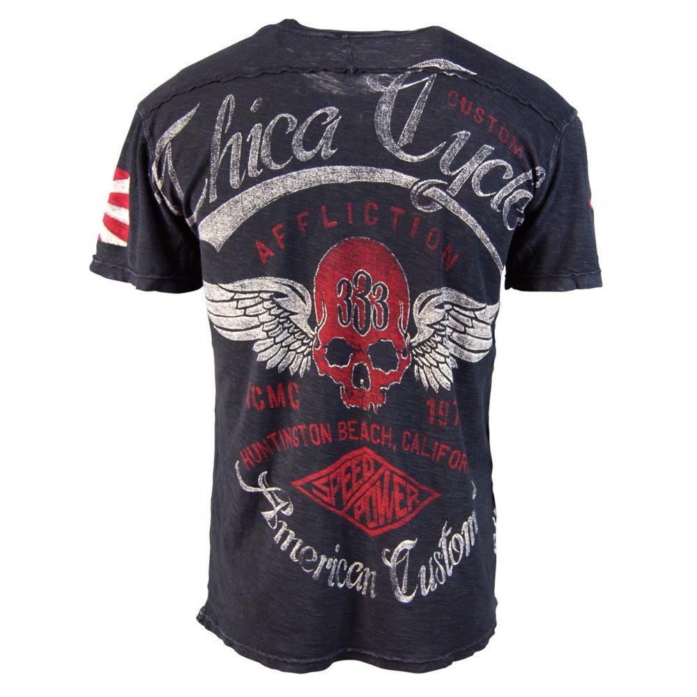 Foto Affliction Mens Chica Cycles Henley, Black