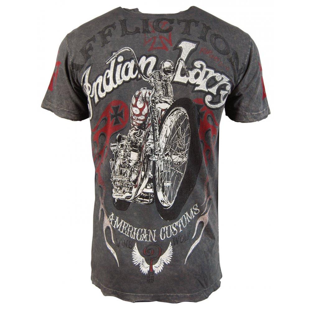 Foto Affliction Mens Indian Larry T-shirt, Charcoal Lava Wash
