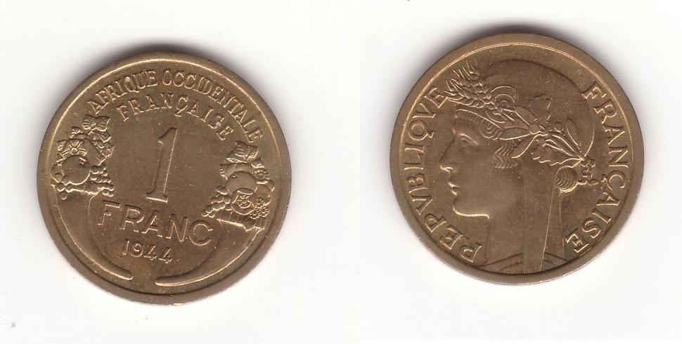 Foto Afrique Occidentale Francaise 1 Franc 1944