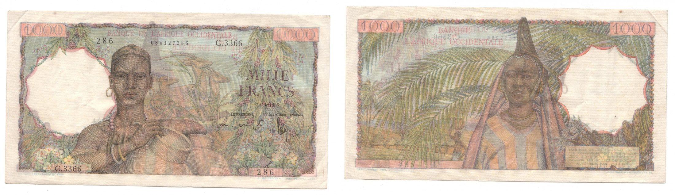 Foto Afrique Occidentale Française 1 000 Francs 22/11/1953