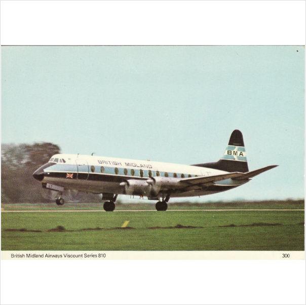 Foto Aircraft Postcard British Midland Airways Viscount Series 810