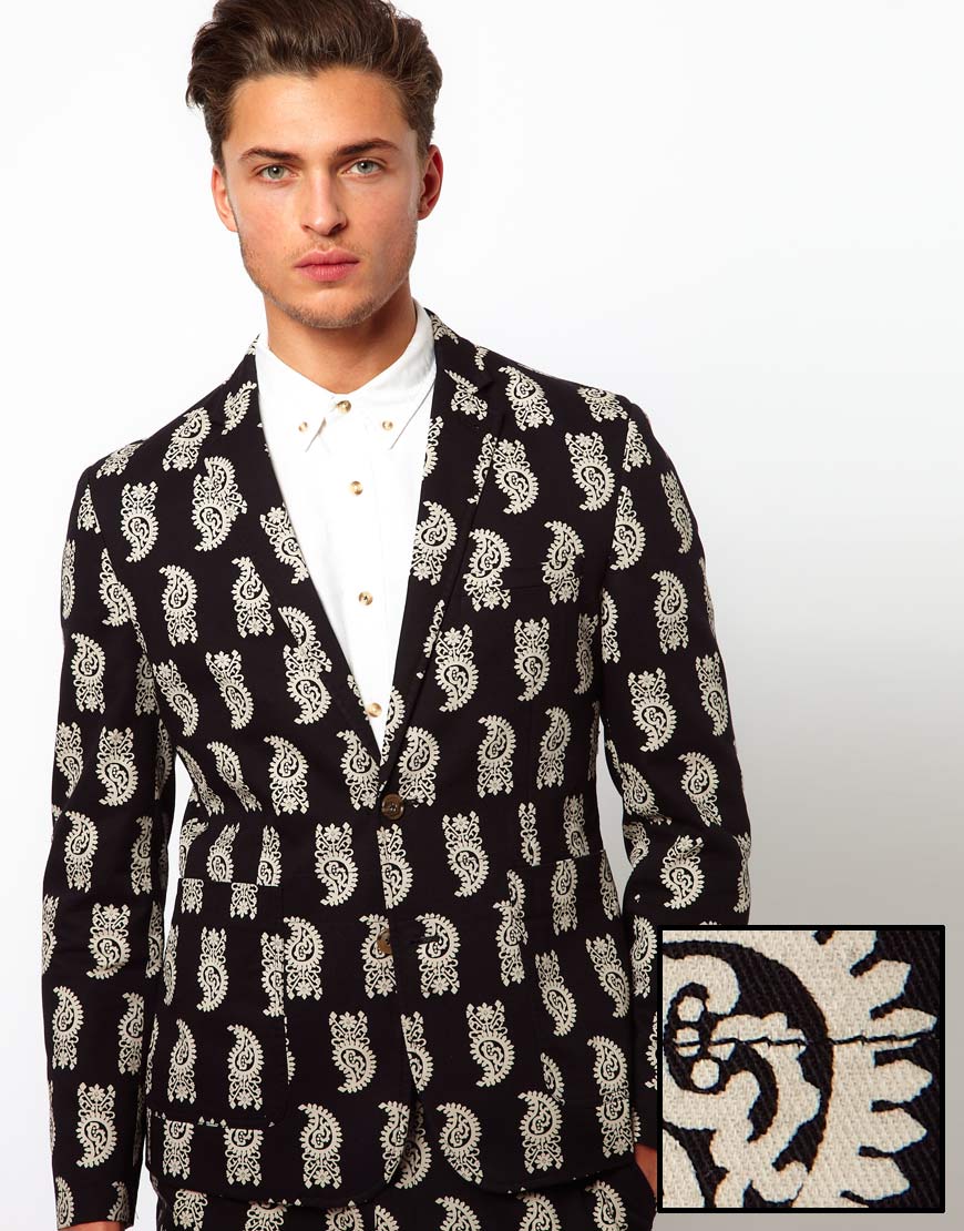 Foto Americana con corte slim y estampado de cachemir de ASOS Black / beige foto 206560