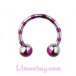 Foto Anillo anodizado abierto con 2 bolas. Rayas violeta foto 920915