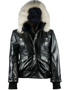Foto Arctic Freeze Black Women’s Leather Bomber Jacket with Hoodie foto 938598