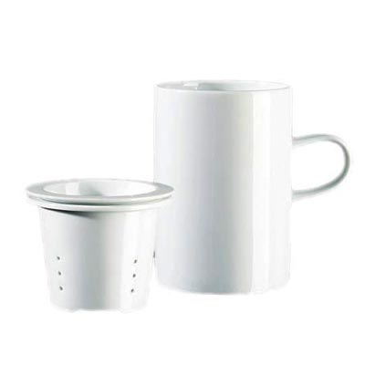 Foto Asa mug porcelana blanca + tea strainer lidh