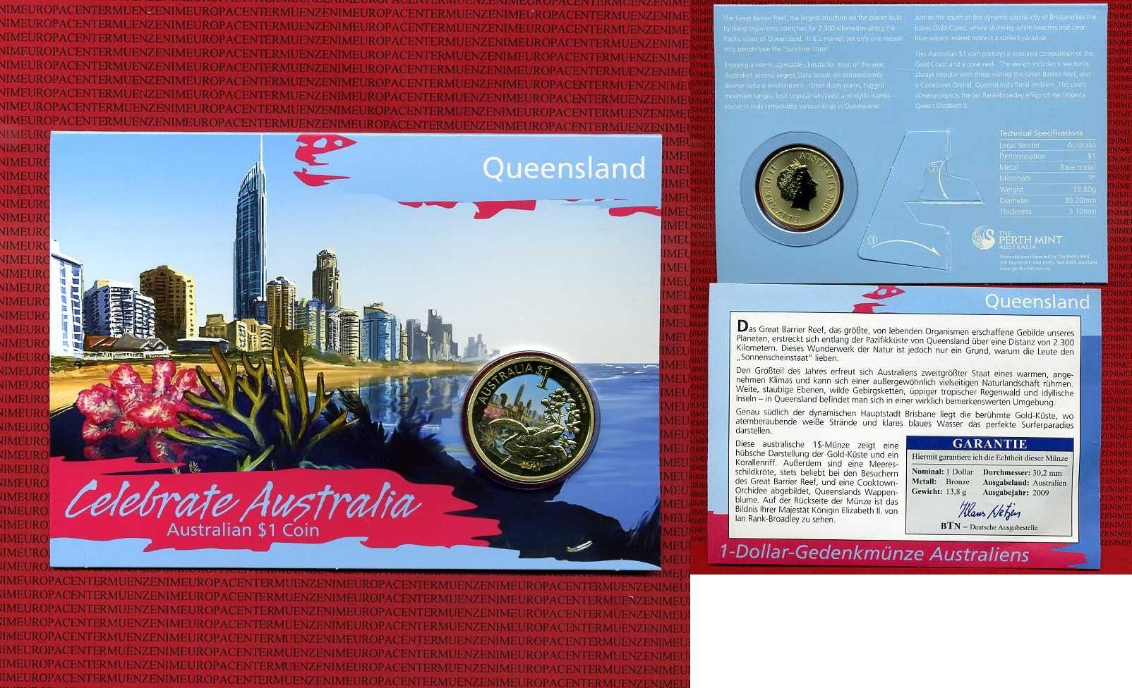Foto Australien, Australia 1 Dollar Farbmünze 2009
