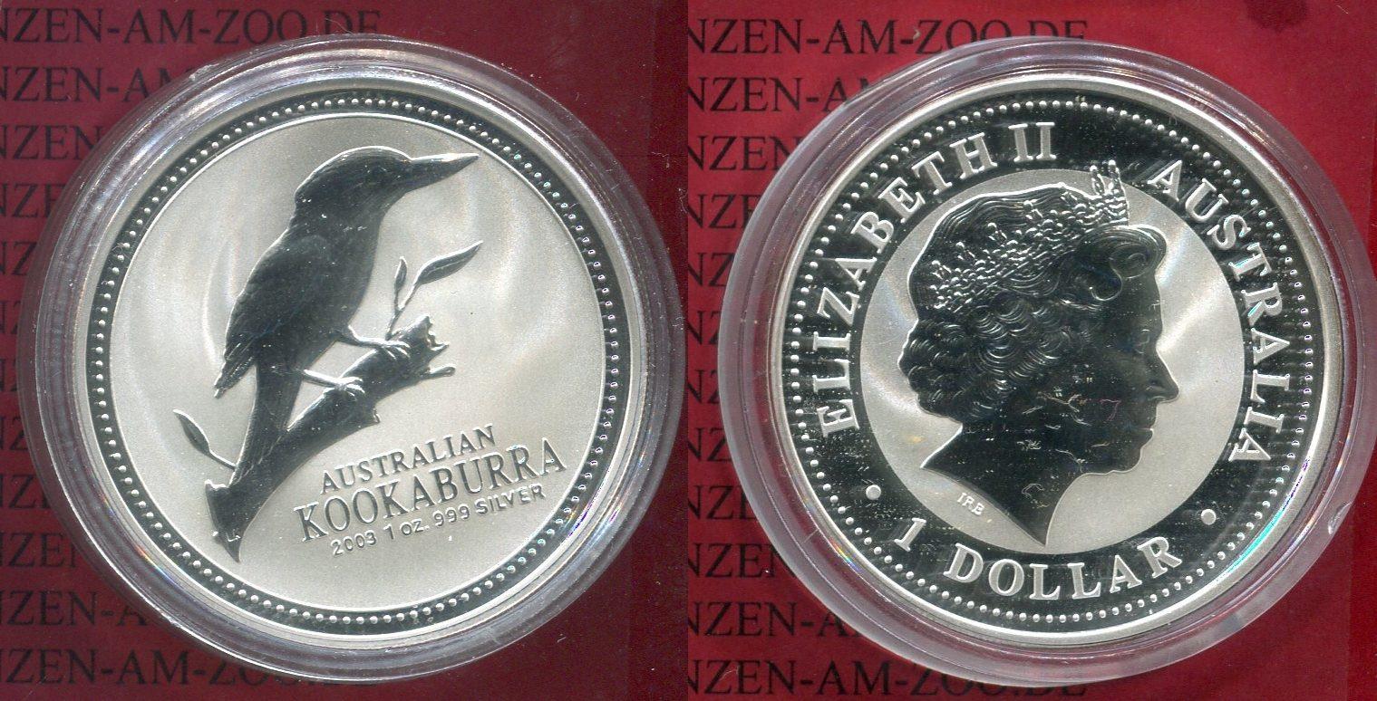 Foto Australien, Australia 1 Dollar Kookaburra 1 Unze Silber 2003