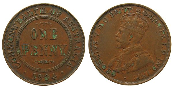 Foto Australien Australia 1 Penny 1934 foto 31273