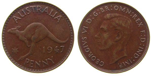 Foto Australien Australia 1 Penny 1947 foto 40566