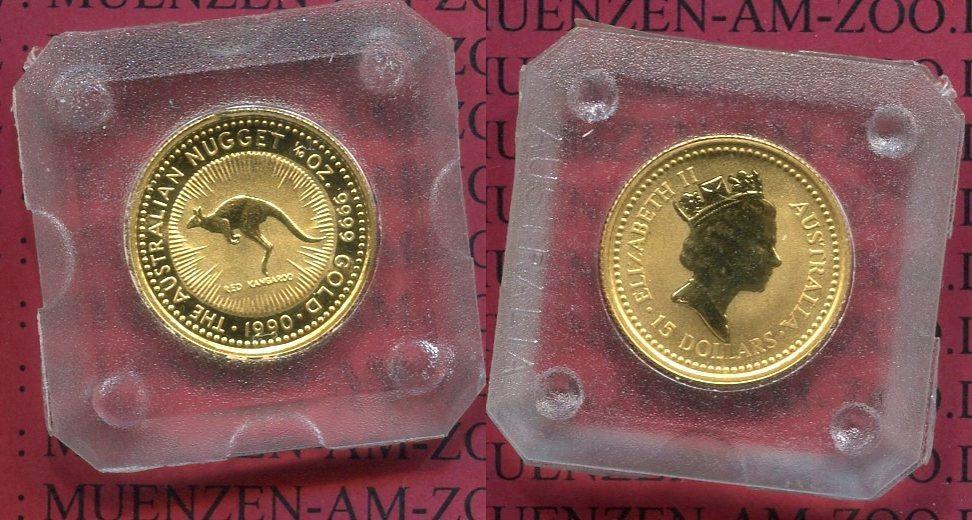 Foto Australien, Australia 15 Dollars Nugget 1/10 Unze Gold 1990