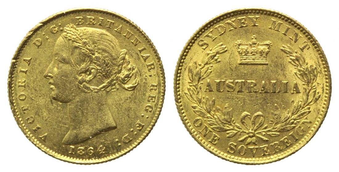 Foto Australien, Sovereign 1864, 8,02g