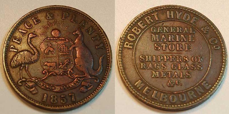 Foto Australien Token Robert Hyde Co Melbourne 1857 foto 179666