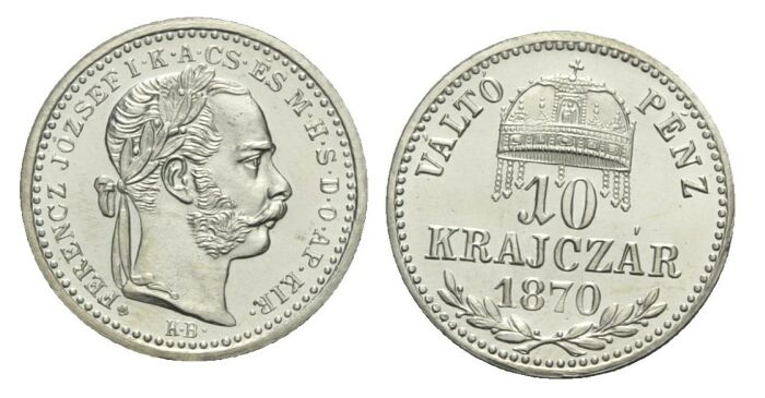 Foto Austria Ungarn Kremnitz 10 Krajcar 1870