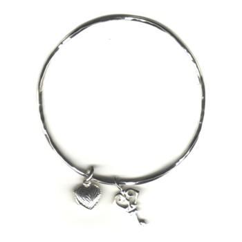 Foto Azuni Silver Charm Bangle With Heart Locket & Key