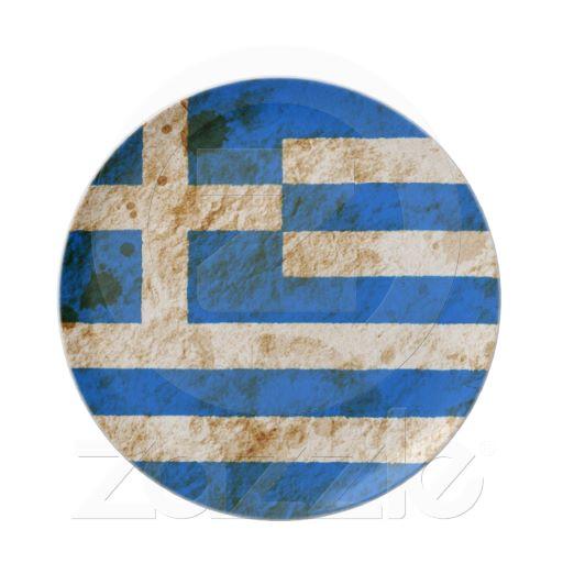 Foto Bandera griega rugosa Plato Para Fiesta foto 416276