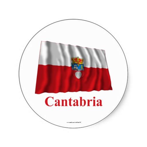 Foto Bandera que agita de Cantabria con nombre Etiquetas Redondas foto 637736