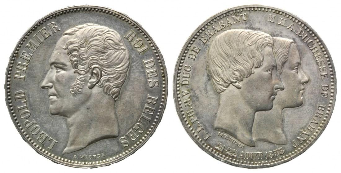 Foto Belgien, 5 Francs 1853,