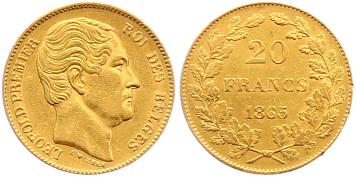Foto Belgien, Königreich 20 Francs Gold 1865 foto 681087