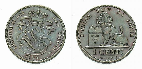 Foto Belgien-Königreich Cu-Centime 1874 foto 339656