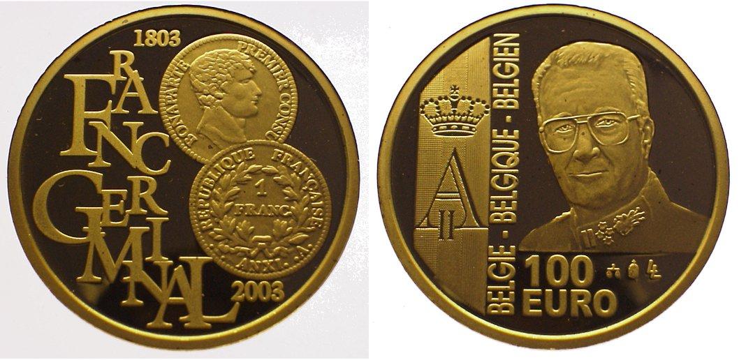 Foto Belgien, Königreich 100 Euro Gold 2003