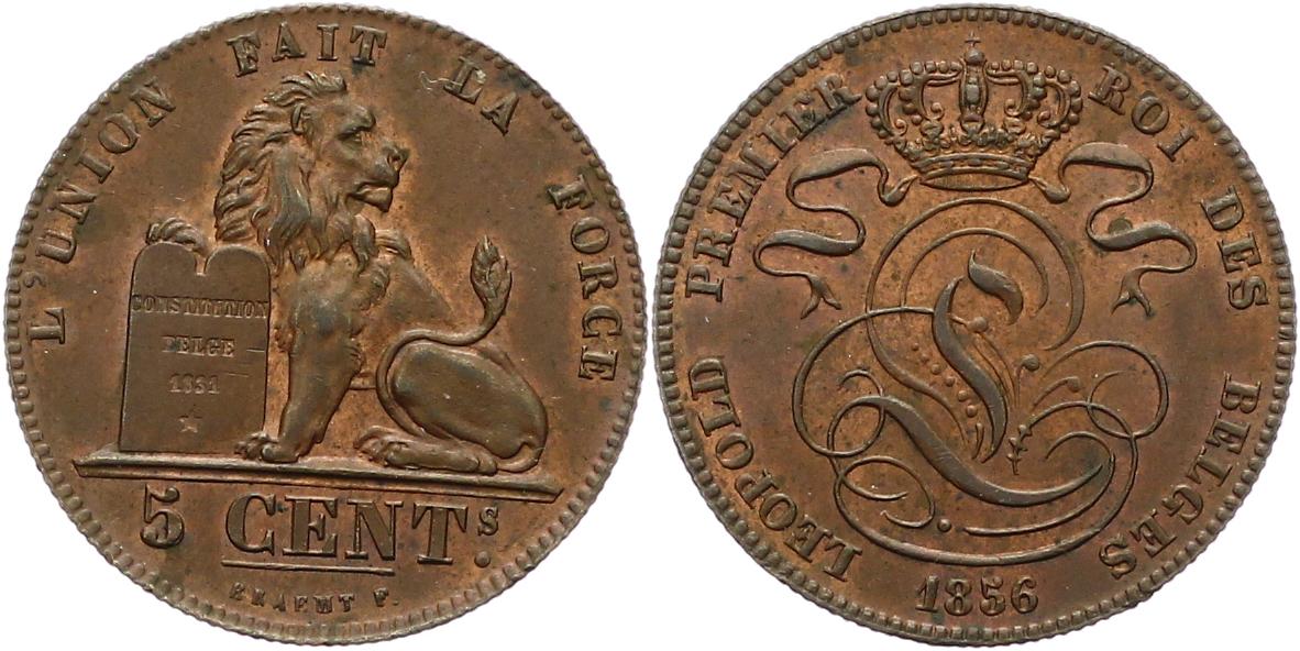 Foto Belgien-Königreich 5 Centimes 1856