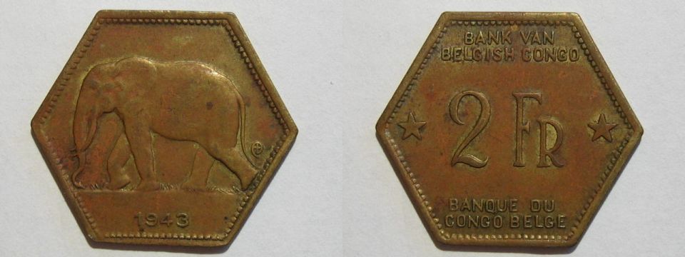 Foto Belgisch Congo 2 Franc 1943