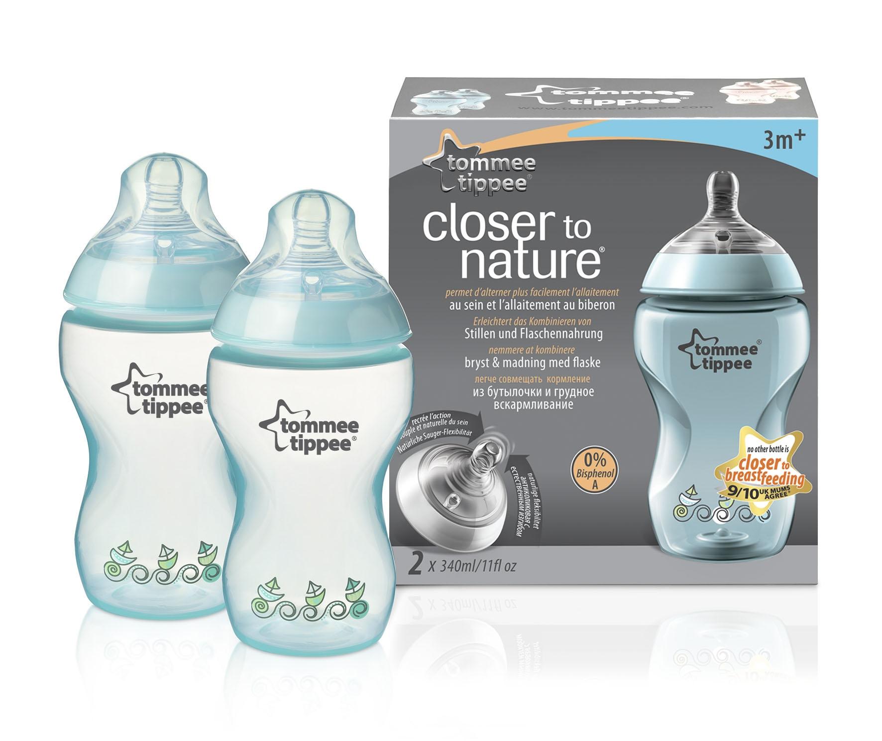 Foto Biberon Tommee Tippee Azul decorado 340 ml (2 piezas)