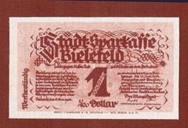 Foto Bielefeld,Deutschland 1 Goldpf=1/420 Dollar,Leinen 8 Novb 1923