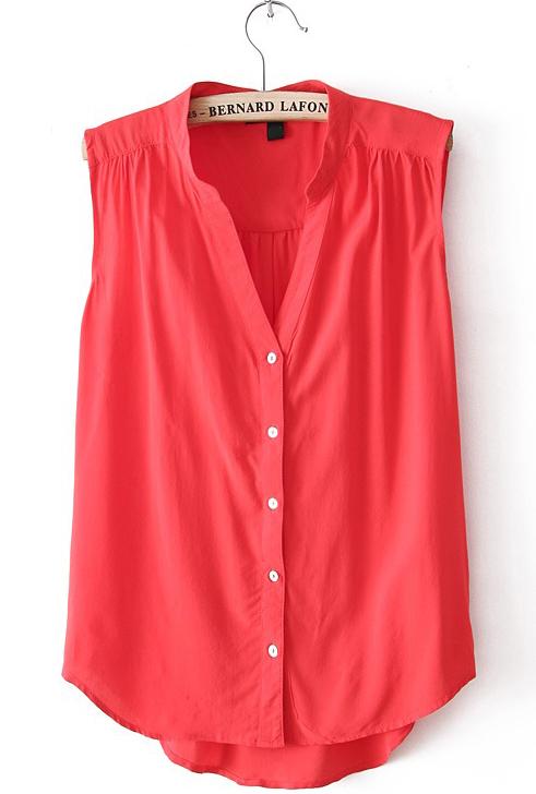 Foto Blusa escote pico-Rojo