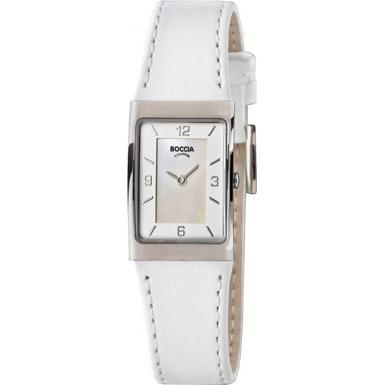 Foto Boccia Ladies Titanium White Leather Strap Watch Model Number:B3186-01