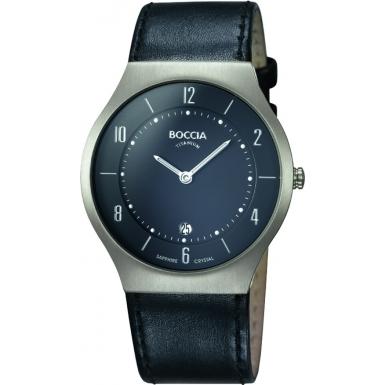 Foto Boccia Mens Titanium Sapphire Crystal Black Leather Strap Watch M ... foto 804744