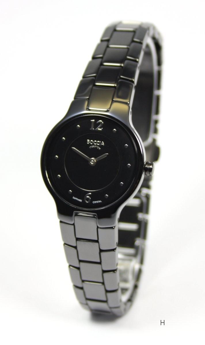 Foto Boccia Titanium 3200-02 Cerámica negro Reloj de mujer con cristal de z