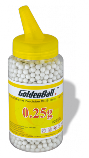 Foto Bola Precision PVC para armas airsoft Golden Ball 6 mm 0.25 gr en bote con 2000 bolas 35649 foto 466158